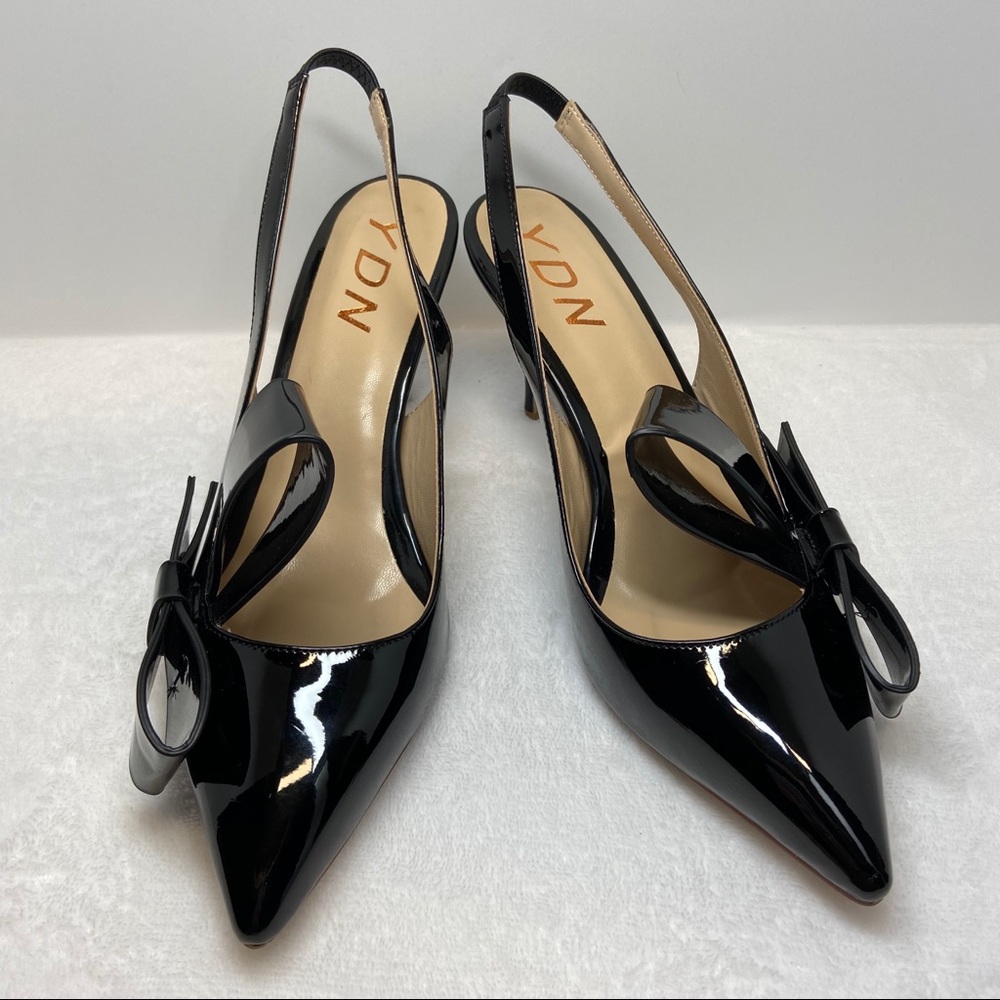 Pointed Toe Slingback Kitten Heel With Bows Sandal - Picture 3 of 6